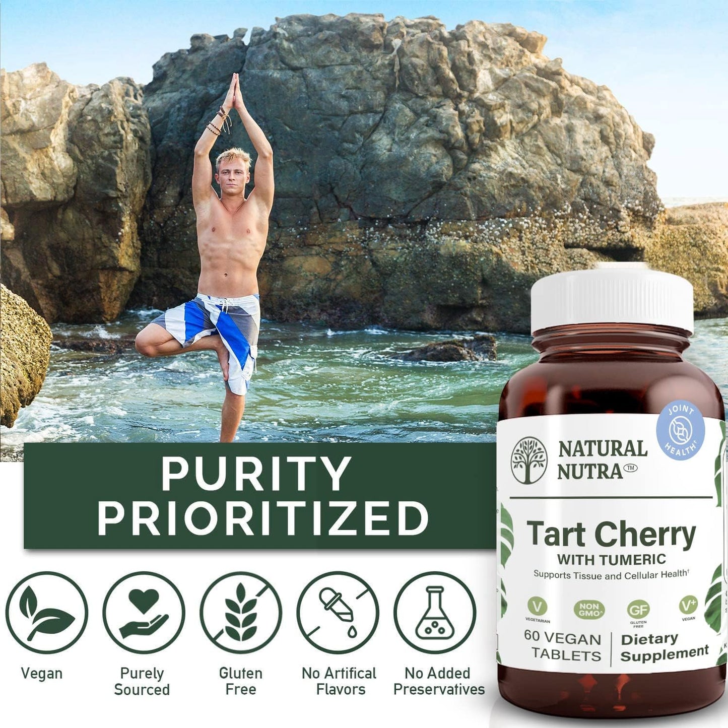 Natural Nutra Tart Cherry Extract with Turmeric Curcumin, Helps Reduce Muscle Soreness, Supports Immune System, Promote Joint Health, Improves Sleep Quality, Vegan, Vegetarian, Gluten Free, 60 Tablets