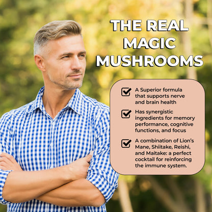 Future Kind Vegan Lion’s Mane Mushroom Complex - Brain Supplement with Chaga, Maitake, Shiitake, & Reishi, Supports Memory and Focus (30ct)