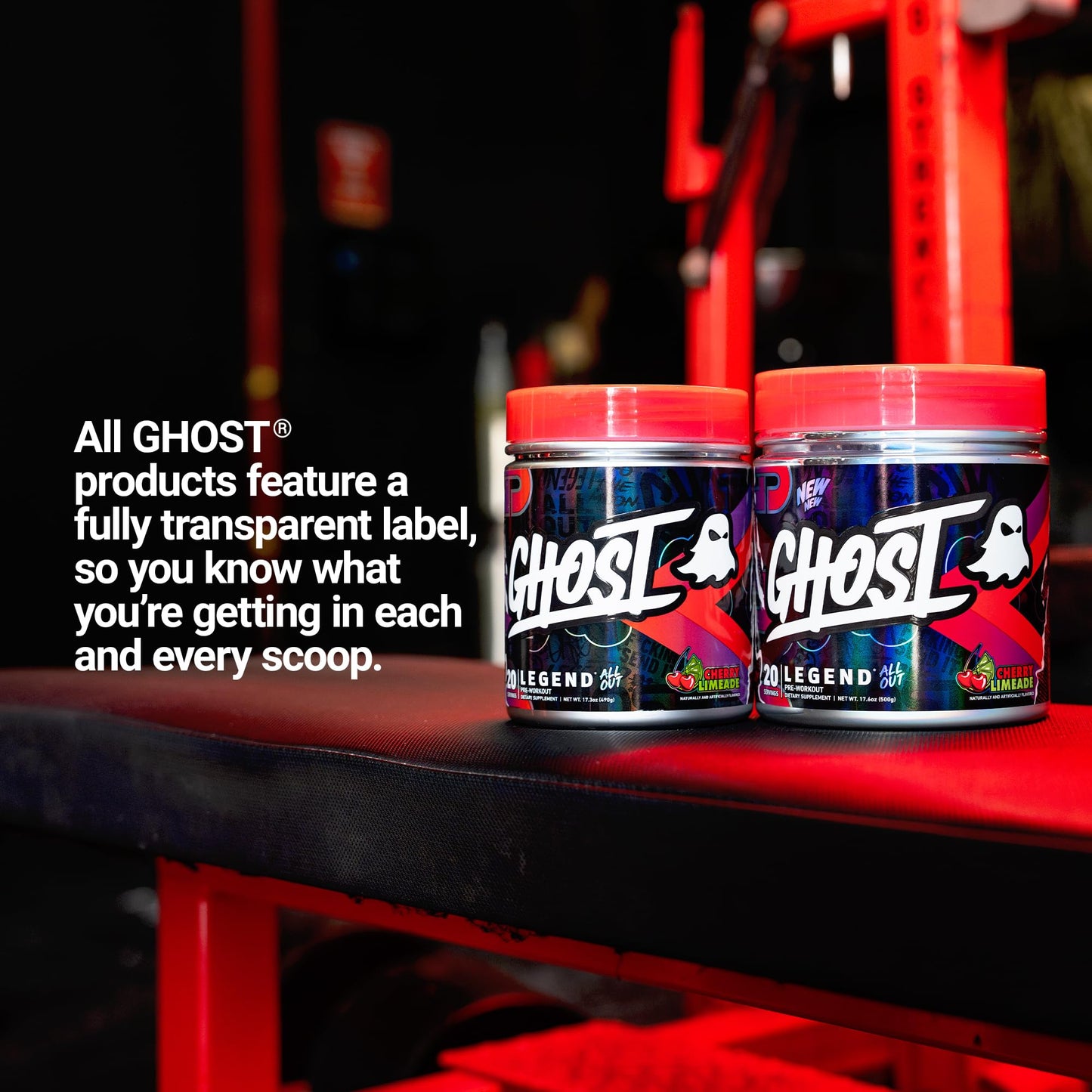 GHOST Legend All Out Pre-Workout Powder, Strawbango - 20 Servings - Preworkout Drink Mix Supplement for Men & Women - Energy & Pumps - Caffeine, Beta Alanine, Betaine, NO3-T- Sugar Free