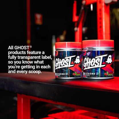 GHOST Legend All Out Pre-Workout Powder, Strawbango - 20 Servings - Preworkout Drink Mix Supplement for Men & Women - Energy & Pumps - Caffeine, Beta Alanine, Betaine, NO3-T- Sugar Free