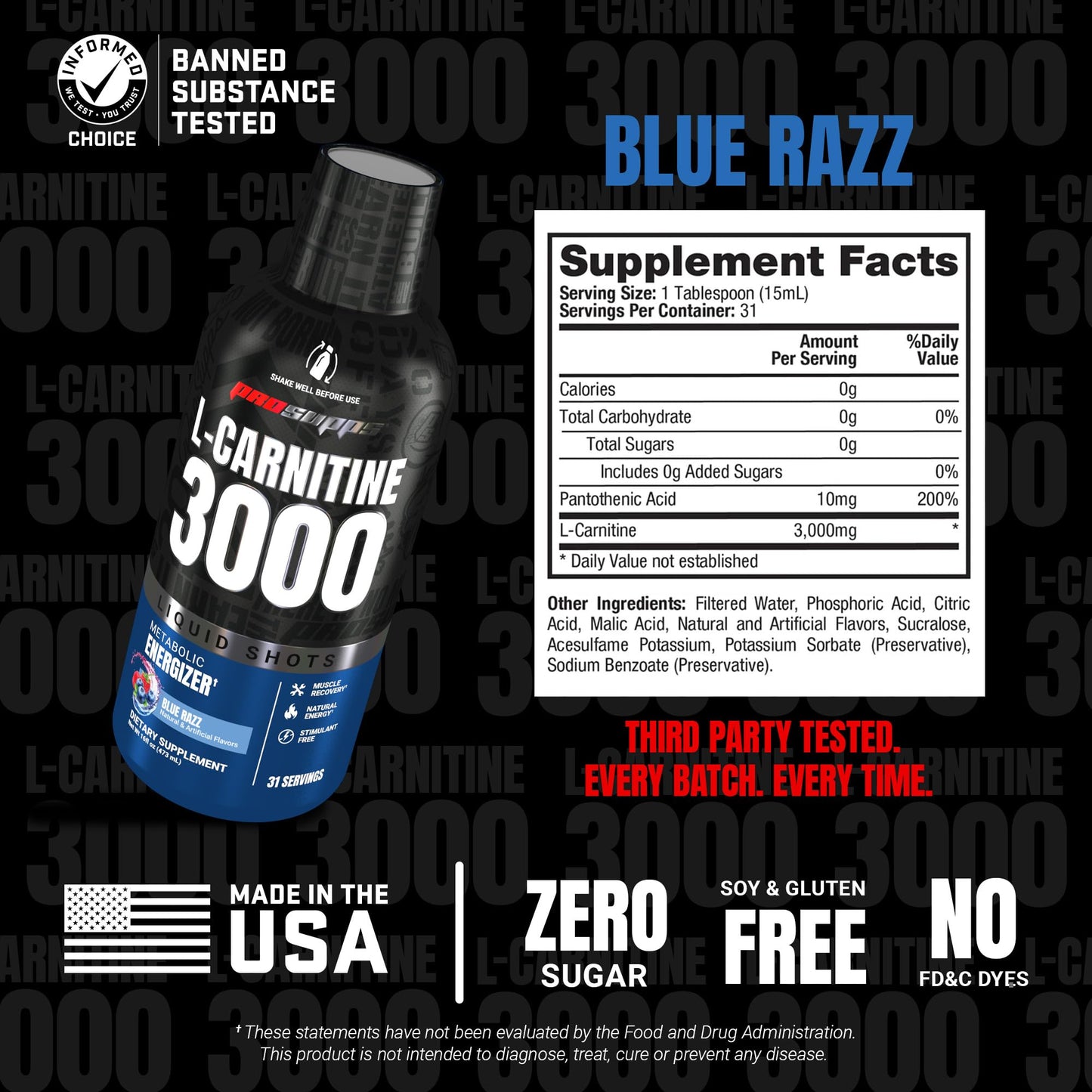 ProSupps L-Carnitine Liquid 3000, Stimulant-Free Liquid Shots for Men & Women - Clean Workout Drink for Energy, Performance & Muscle Recovery - No Sugar, No Carbs - 31 Servings, Berry
