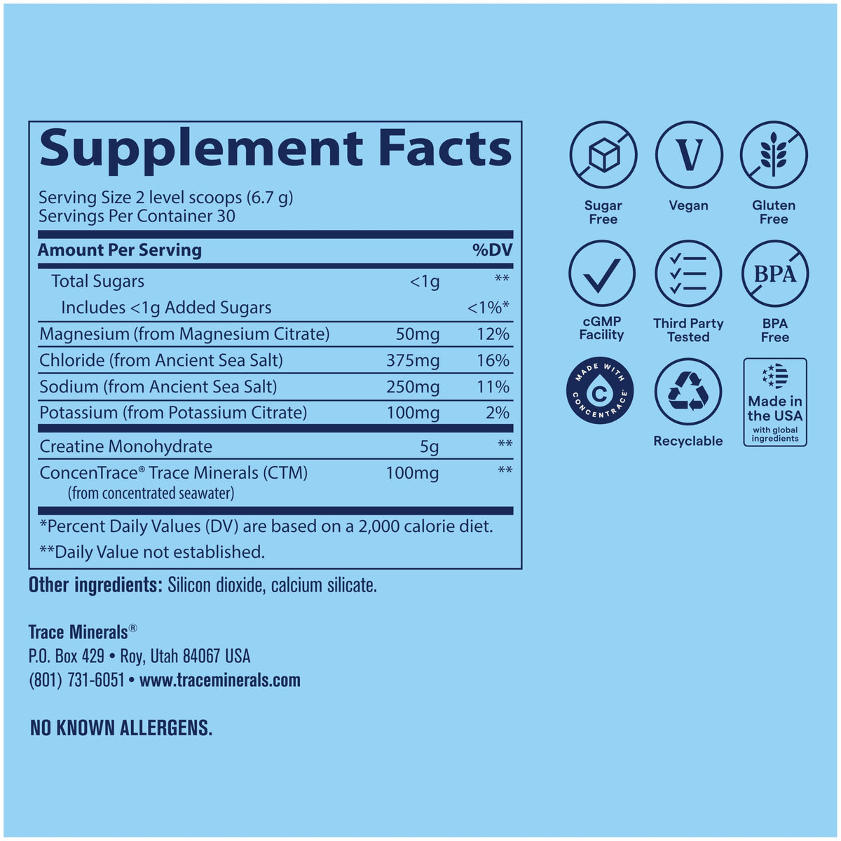Trace Minerals Creatine + Electrolytes, Tropical Watermelon, 30 Servings