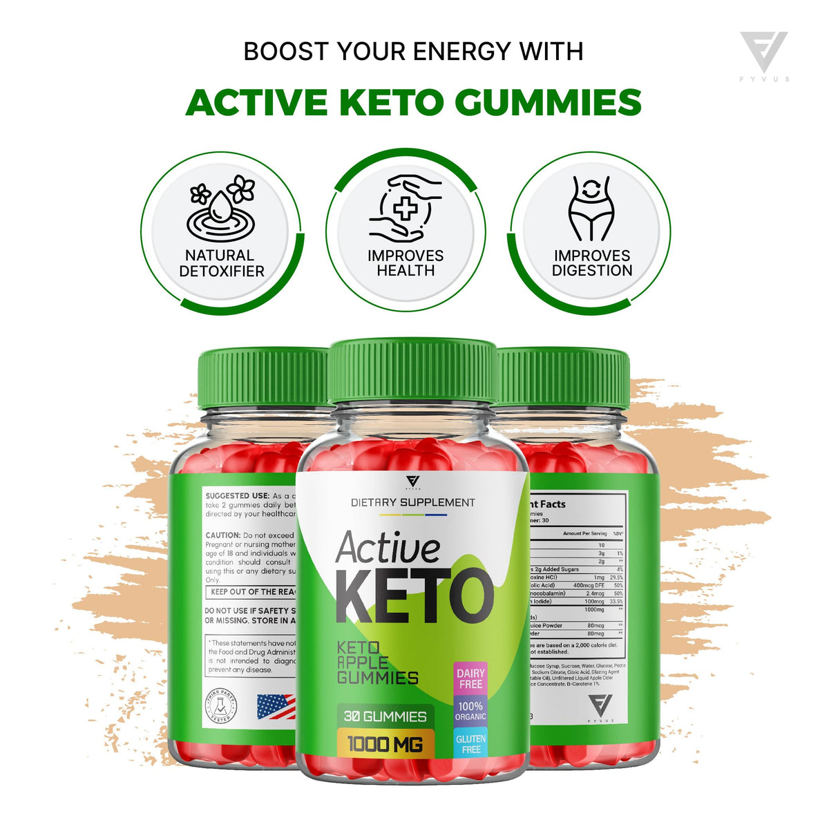Fyvus (5 Pack) Active Keto Gummies, Active Keto ACV Gummies for Weight Loss