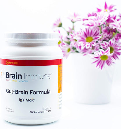 Brain Bean Brain-Immune | Advanced Formula to Support Leaky Gut, Leaky Brain, Immune System | with 10g Colostrum with Lactoferrin, 5g L-Glutamine, 4g IgY Max, and 1g Inulin | 30 Servings