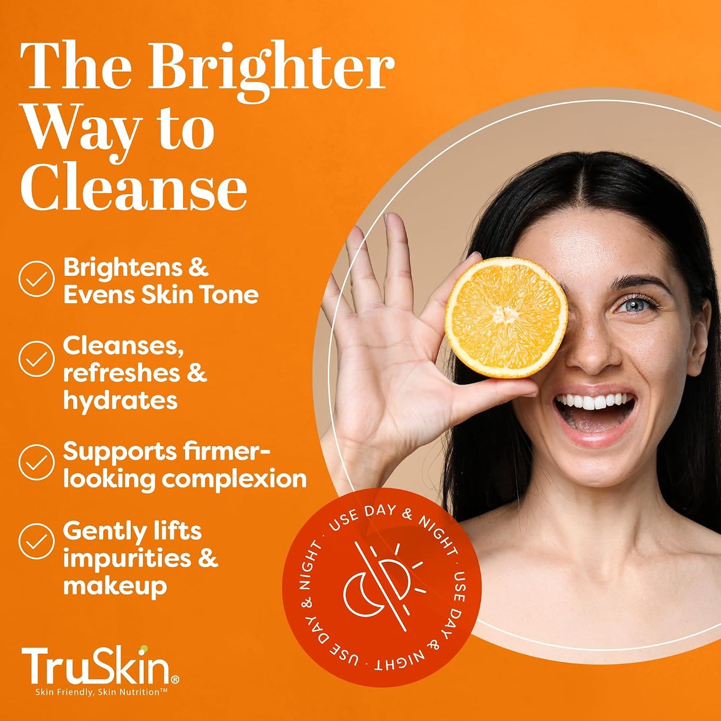 TruSkin Vitamin C Brightening Face Wash with Rosehip Oil, 4 fl oz | Vitamins C & E, Aloe Vera and MSM gently cleanse, refresh and support radiant-looking skin without over-drying