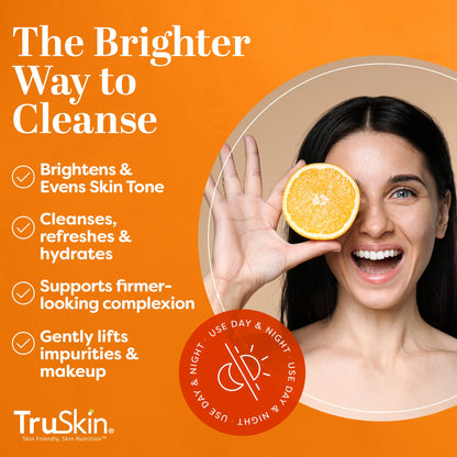 TruSkin Vitamin C Brightening Face Wash with Rosehip Oil, 4 fl oz | Vitamins C & E, Aloe Vera and MSM gently cleanse, refresh and support radiant-looking skin without over-drying