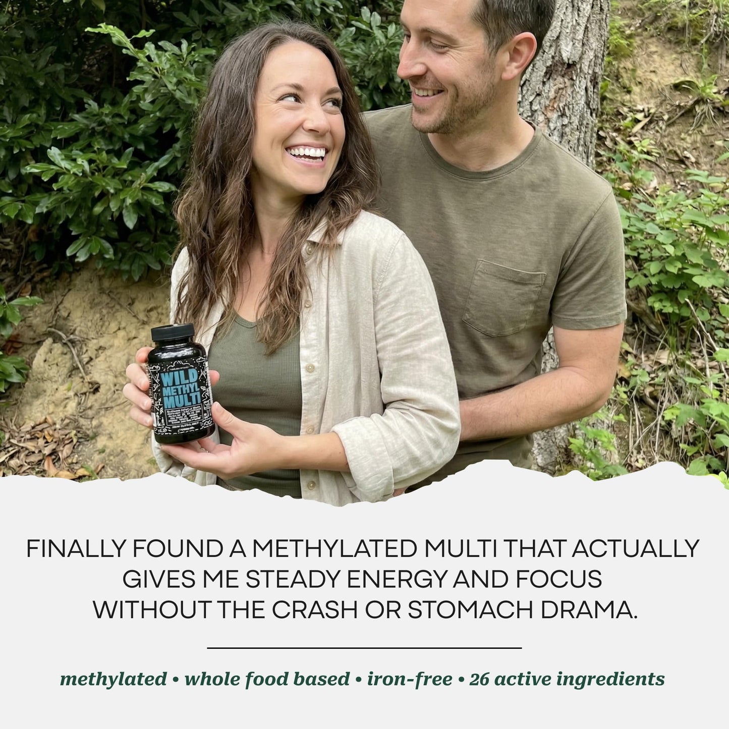 Wild Methylated Multivitamin for Women & Men | Daily Multi Vitamin | MTHFR Supplement Without Iron | Methylated B12, Folate, Vitamin C, A, K2, D, E, Choline, Biotin, ALA, CoQ10 & More (60 Capsules)
