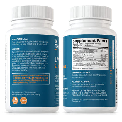 Dr. Tobias Liver 21 Day Cleanse, Herbal Liver Detox Cleanse with Solarplast, Artichoke Extra