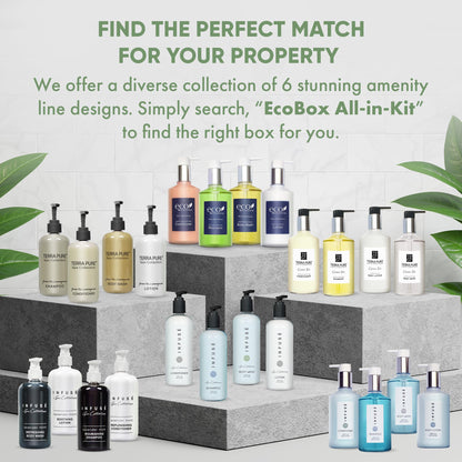 Terra Pure 1-Shoppe 30 Piece Ecobox All-In-Kit | Green Tea Soap | 12 Shampoo, 6 Conditioner