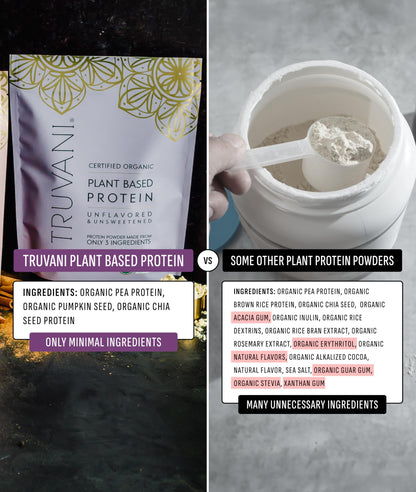 Truvani Organic Plant Based Protein Powder | Strawberry | 10 Servings | Vegan | 20g Pea Protein | Single Serving Travel Packets | Keto | Gluten & Dairy Free | Low Carb