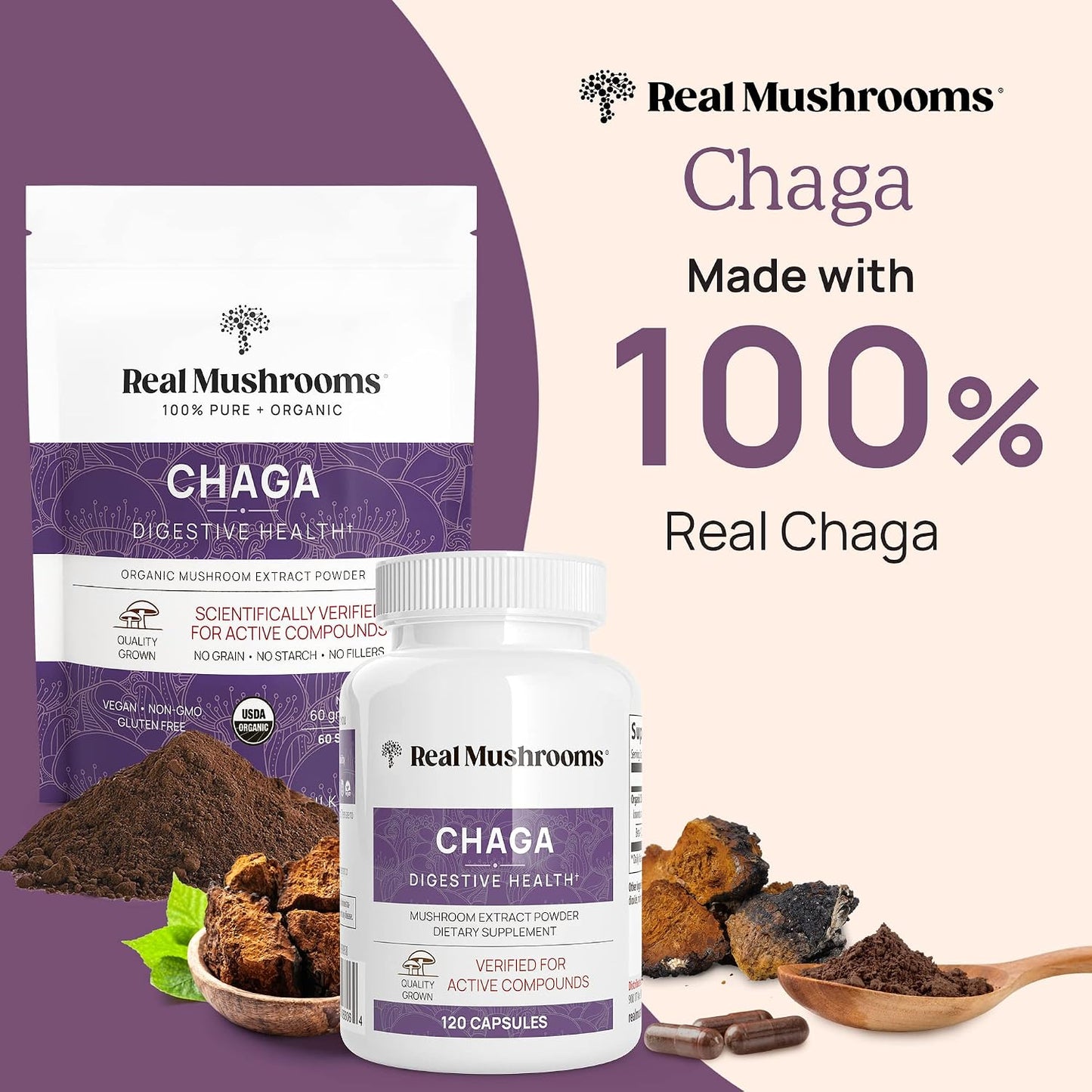 Reishi 415 Longevity Capsules (90ct), Turkey Tail Mushroom Extract Immune Support (90ct), Chaga Extract Mushroom Supplement (120 caps)