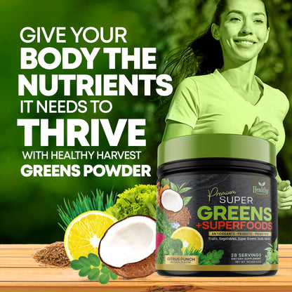 Greens Powder Superfood Supplement - Super Green Reds Smoothie Mix Blend with Spirulina