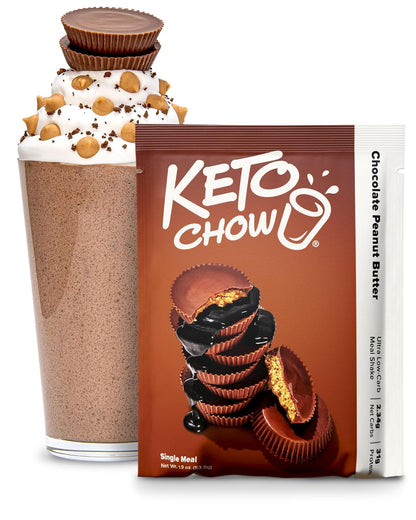 Keto Chow Chocolate Peanut Butter Meal Replacement Shake Powder, 1 Meal