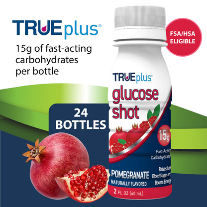 TRUEplus Glucose Shot, 15g Carbohydrates, Mixed Berry Flavor, 6 Pack | 15g Fast-Acting Carbohydrates, Fat Free, Gluten Free, Boosts Energy, Great Tasting and Easy to Use