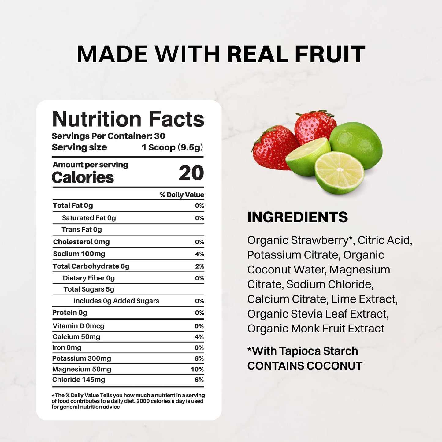 Blue Hawaiian Electrolytes Drink Mix | 30 Servings | Organic Coconut Water, Spirulina & 5 Key Electrolytes