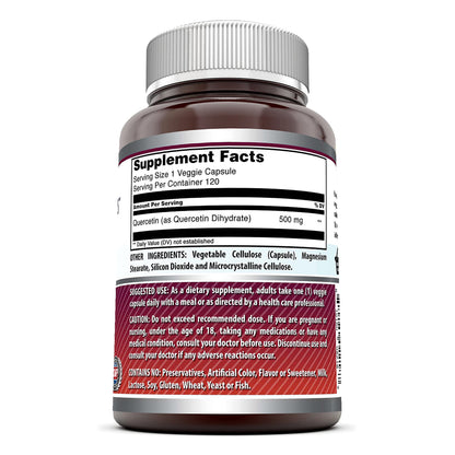Amazing Formulas Quercetin 500mg Veggie Capsules Supplement | Non-GMO | Gluten Free | Supports Overall Health & Well Being (240 Count)