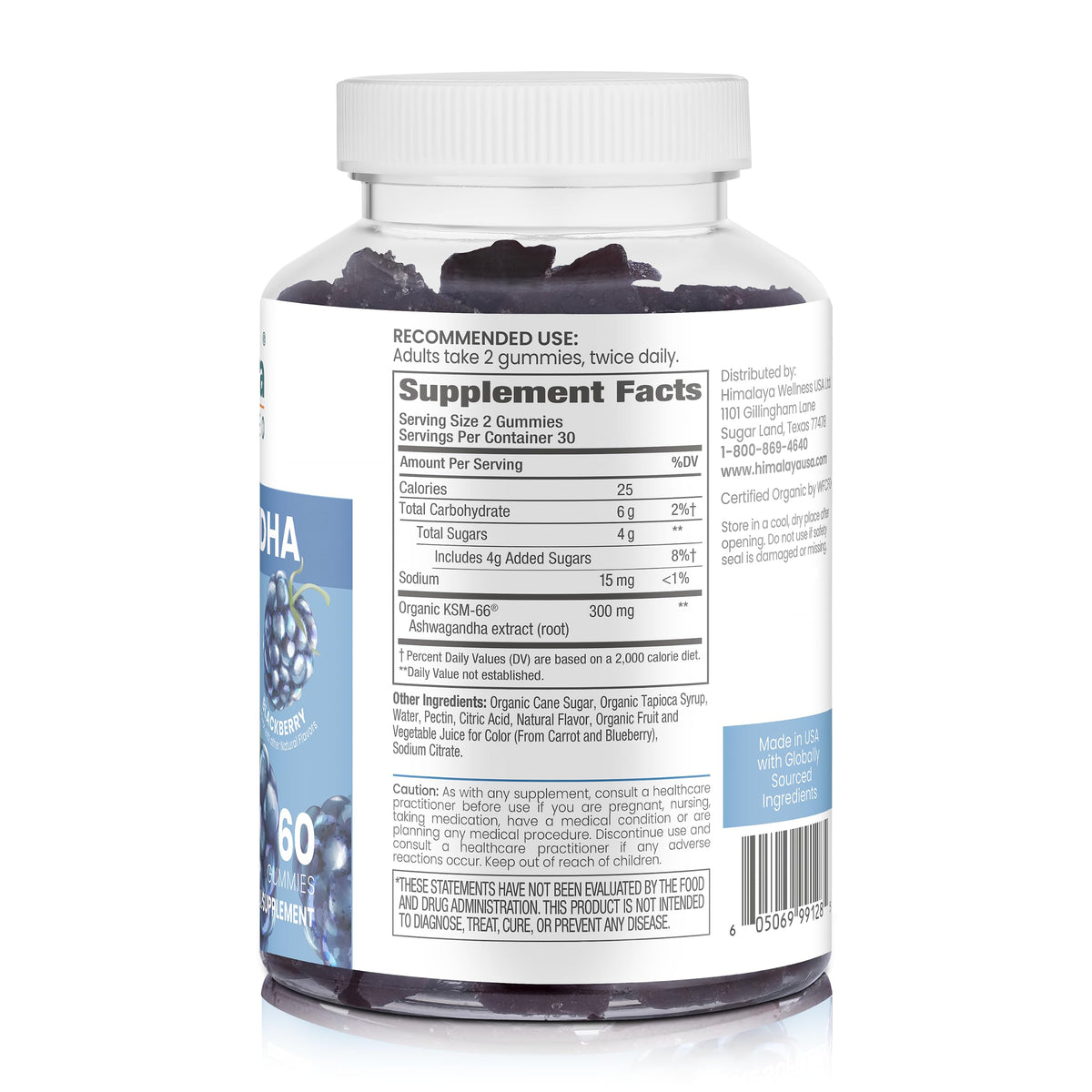 Himalaya USDA Organic Ashwagandha Root, 670 mg, 60 Day Supply, 60 Caplets