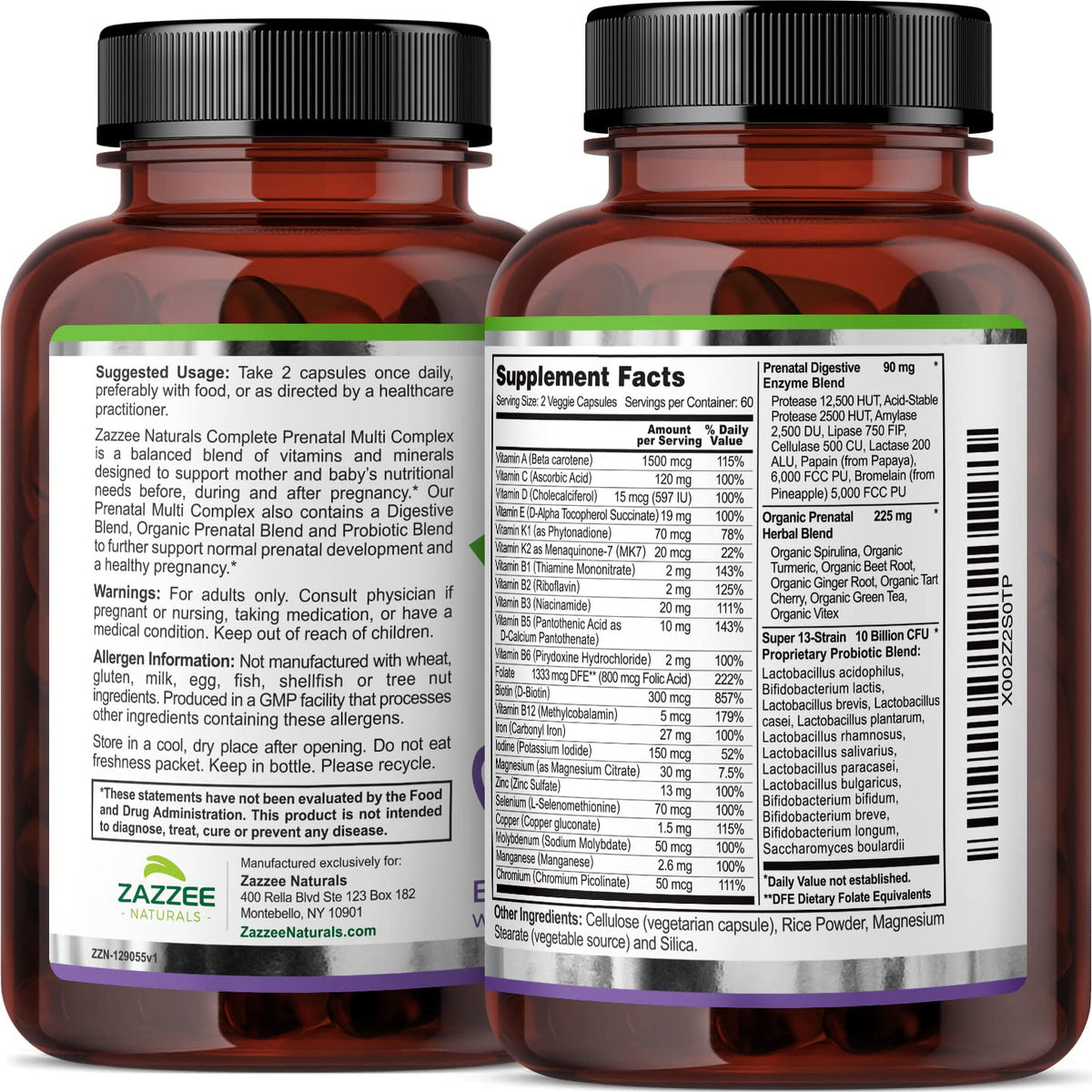 Zazzee Myo-Inositol Capsules and Extra Strength Prenatal Multi Complex