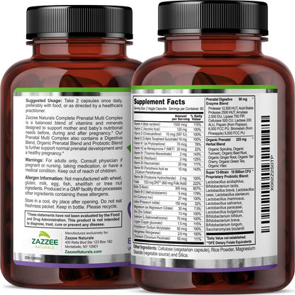 Zazzee Myo-Inositol Capsules and Extra Strength Prenatal Multi Complex