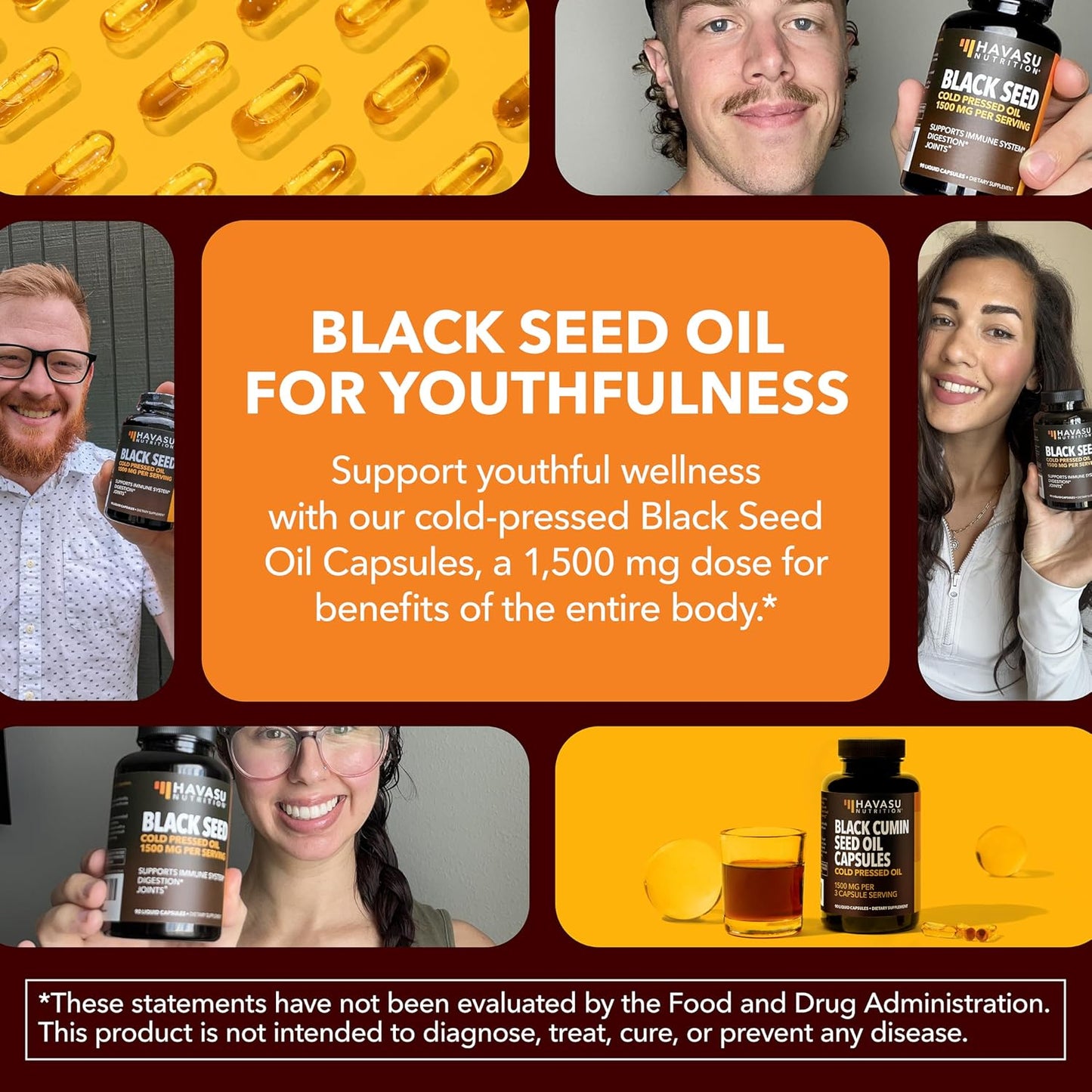Black Seed Oil Capsules, Vegan, Non-GMO, Cold-Pressed Nigella Sativa, 90ct | 1500mg Per Serving Black Cumin Supplement for Skin Health, Immune Function, and Digestive Health, Unflavored, 30 Servings