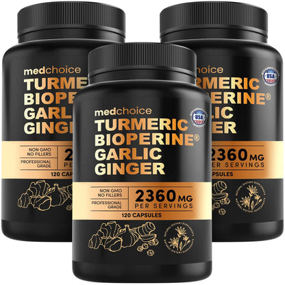 MEDCHOICE 4-in-1 Turmeric Joint Support with Garlic & BioPerine, 120ct