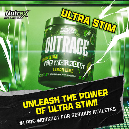 Outrage Ultra HIGH STIM Pre-Workout Powder for Men | 400mg Caffeine, L-Citrulline, Beta-Alanine, Creatine | Extreme Energy, Focus, Strength & Endurance (30 Servings, Strawberry Watermelon)