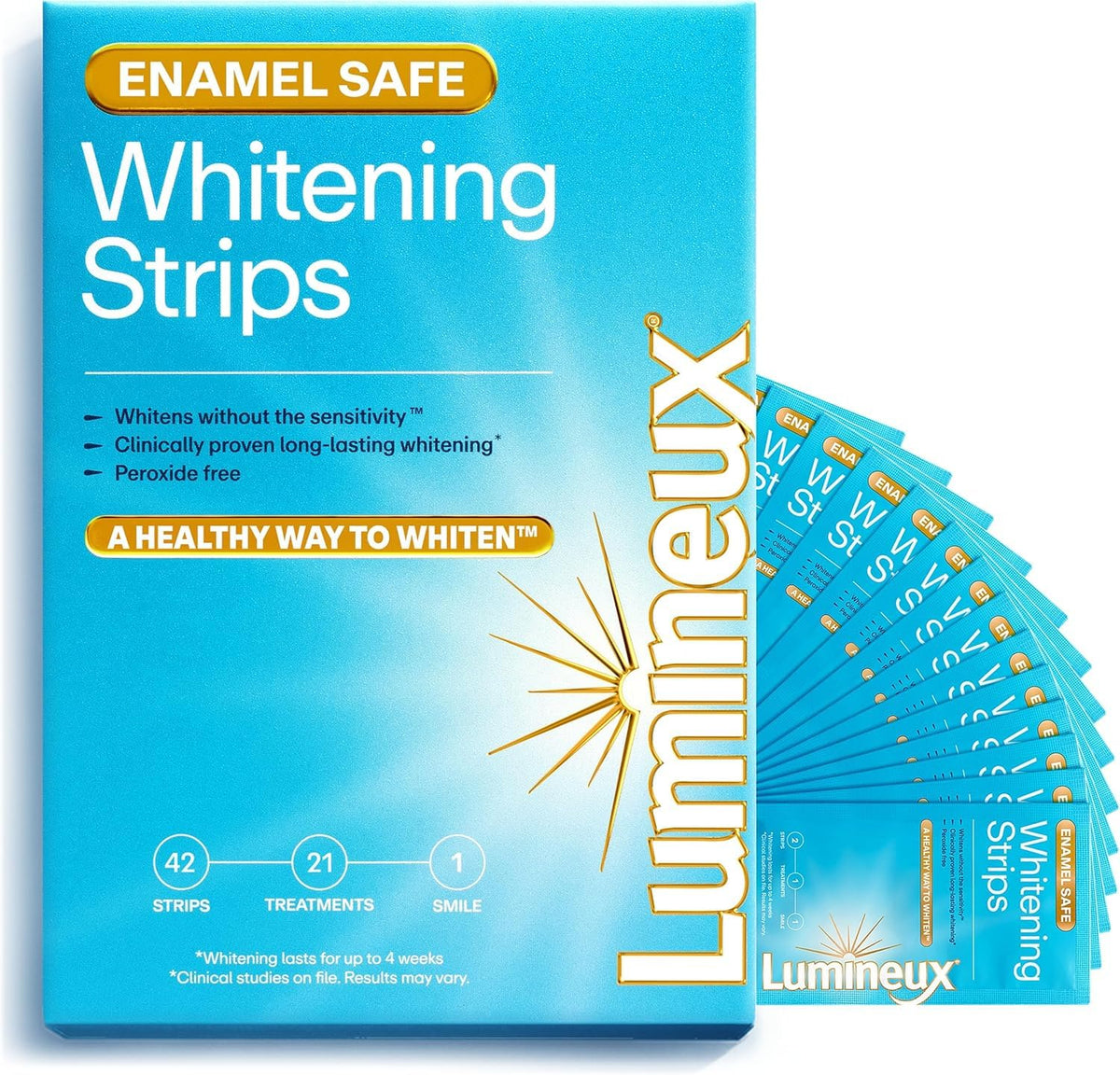 Lumineux Teeth Whitening Strips 9 Treatments – Peroxide Free - Enamel Safe for Whiter Teeth - Whitening Without The Sensitivity - Dentist Formulated and Certified Non-Toxic - Sensitivity Free