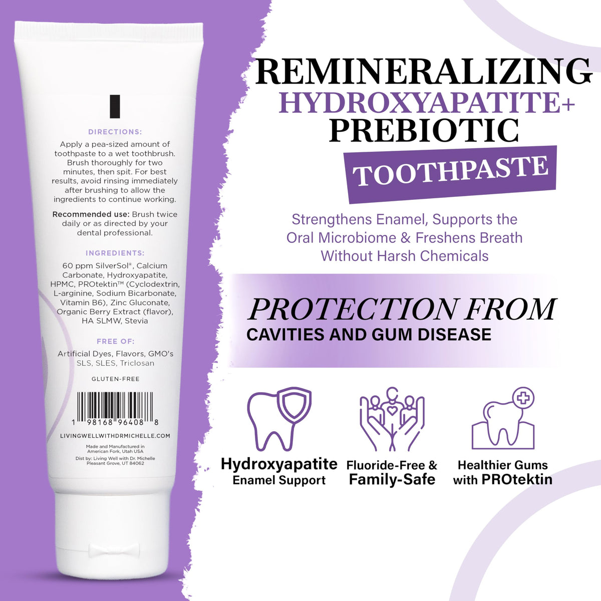 Hydroxyapatite Toothpaste with PROtektin, Fluoride-Free, Mint, 4 oz