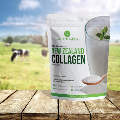 Antler Farms New Zealand Collagen Powder - Grass Fed, Unflavored, 1 lb | 100% Pure Hydrolyzed Collagen Peptides Powder, Cold Water Soluble Peptide, Keto Friendly, Bioavailable, Quick Dissolving