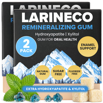 Larineco Remineralizing Gum with Nano Hydroxyapatite & Xylitol – Sugar-Free Xylitol Gum – Plastic-Free, Dye-Free, Aspartame-Free – Natural Base – 36 Pieces, Mastic Mint