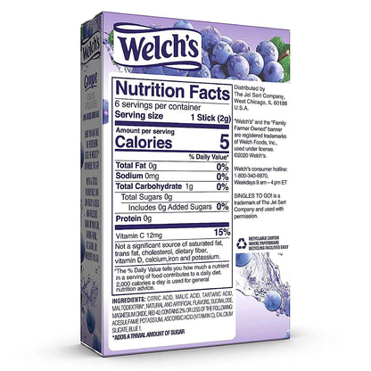 Welch's Grape Singles To Go Sugar Free Drink Mix - 0.45 oz, Pack of 4