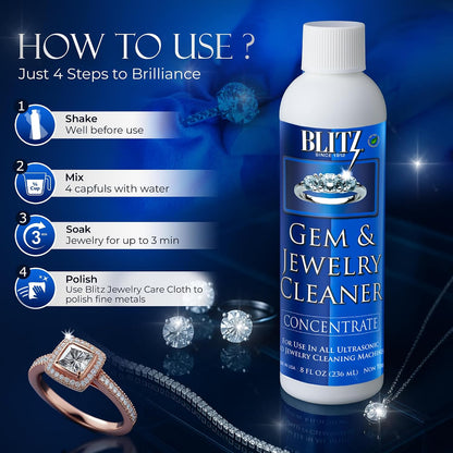 Blitz Gem & Jewelry Cleaner Concentrate Refill for Ultrasonic Machines 8 oz