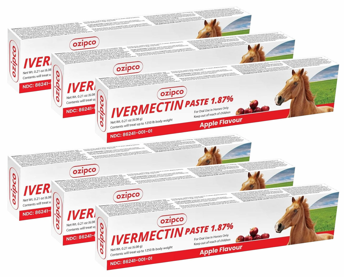 Ivermectin Horse Paste 1.87% | Apple Flavor – 6.08g Syringe for Equine Use Only Up to 1250 LB