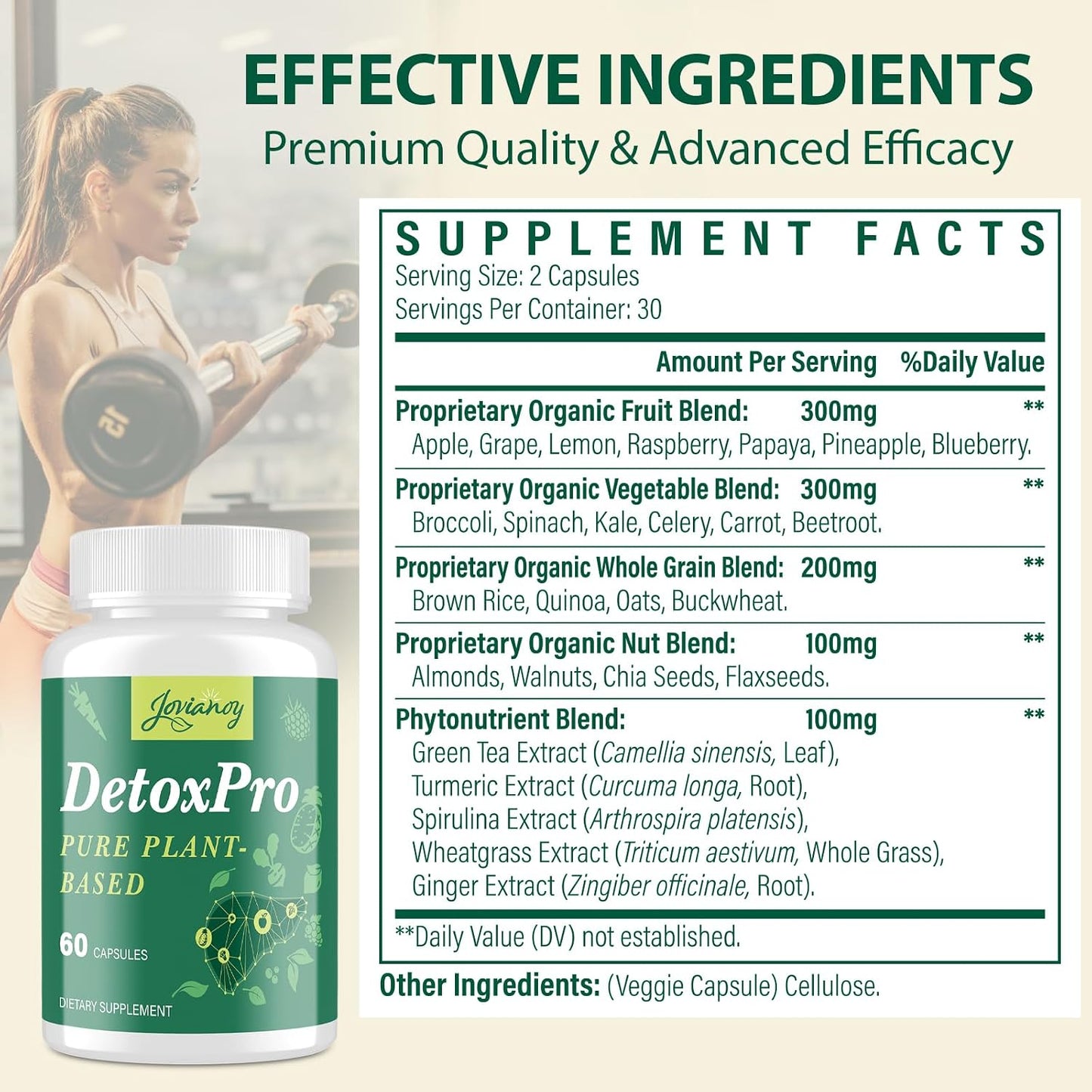 1000 MG Detox & Cleanse Capsules, 26-in-1 Plant-Based Formula for Detoxification, Detox Supplement for Women & Men, Natural Trace Binder, Liver, Antioxidant & Digestive Function, Vegan, 60 Counts