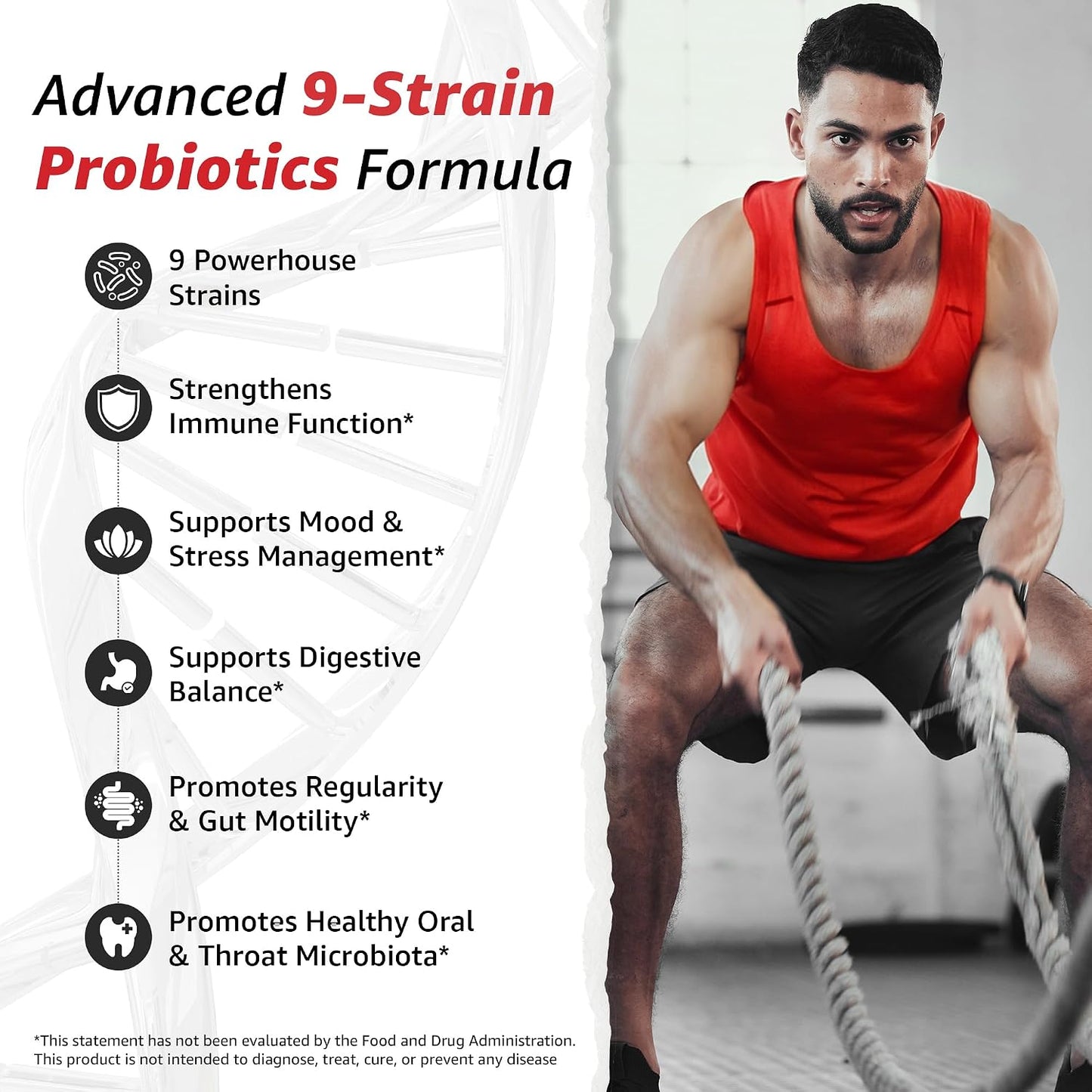 10X Health Probiotics for Men - 60 Capsules Immune Support Supplement & Probiotics for Digestive Health with Lactobacillus Rhamnosus, Acidophilus & Bifidobacterium Probiotic for Gut Health