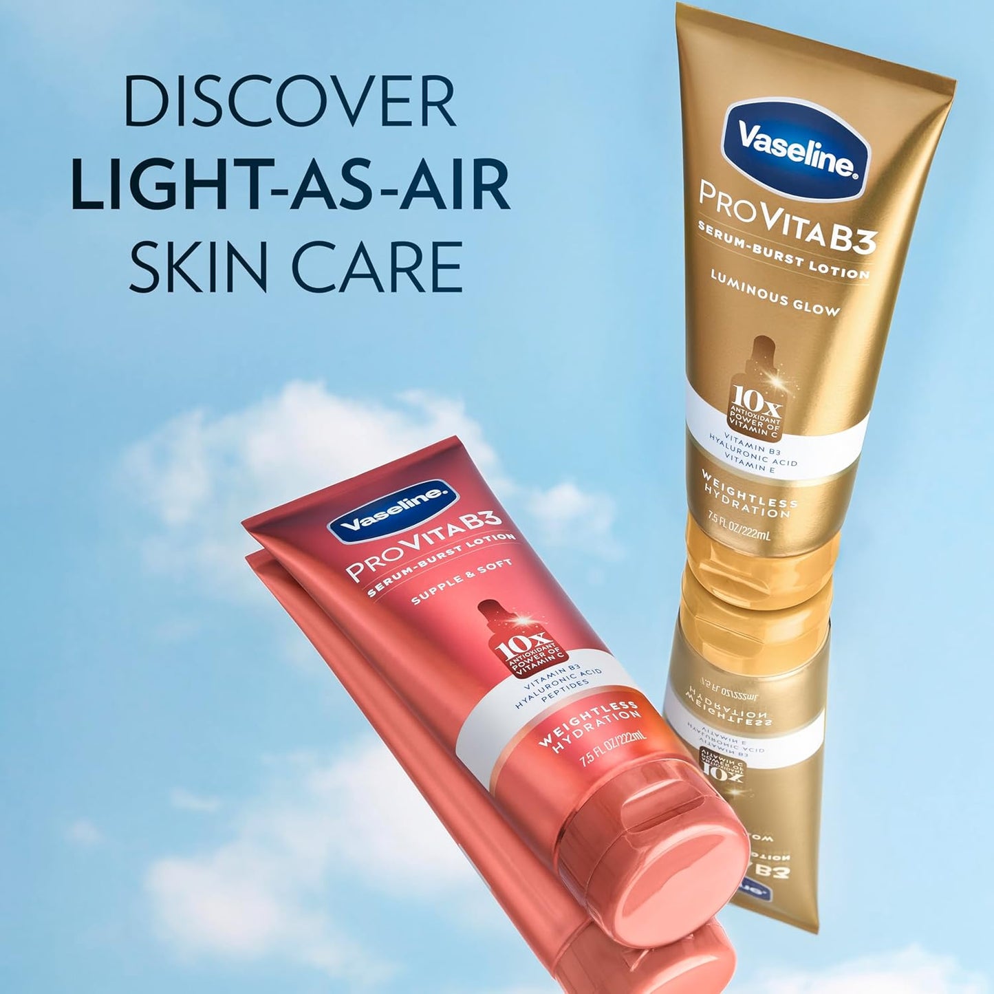 Vaseline Pro VitaB3 Serum Burst Lotion Supple & Soft Healthy, Hydrated Skin, Lightweight 10x Antioxidant Power of Vitamin C with Vitamin B3, Hyaluronic Acid & Peptides, 7.5 fl oz