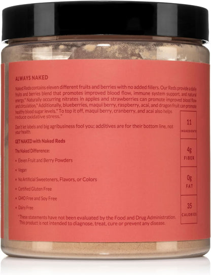 NAKED Reds Superfood Powder - Healthy, Energizing Polyphenol Fruit Powder Mix, No Fillers, No Additives, Vegan, Non-GMO, Gluten Free - 28 Servings