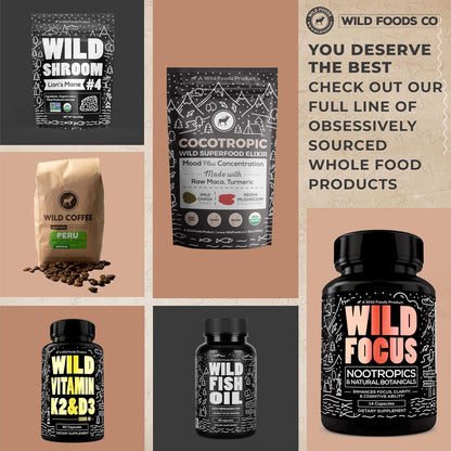 Wild Foods Pink Himalayan Salt (8oz) and Cocotropic Mushroom Cocoa Mix (8oz) Bundle for Cooking and Wellness
