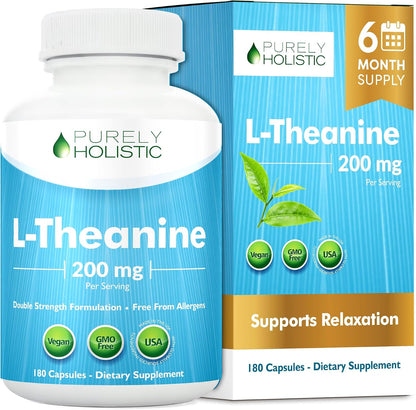 L Theanine 200mg, Relaxation Focus & Mental Clarity Support, 6 Month Supply | L-Theanine Supplement for a Healthy Stress Response and Sense of Calm Support, Non-Drowsy, Vegan & Non-GMO, 180 Capsules