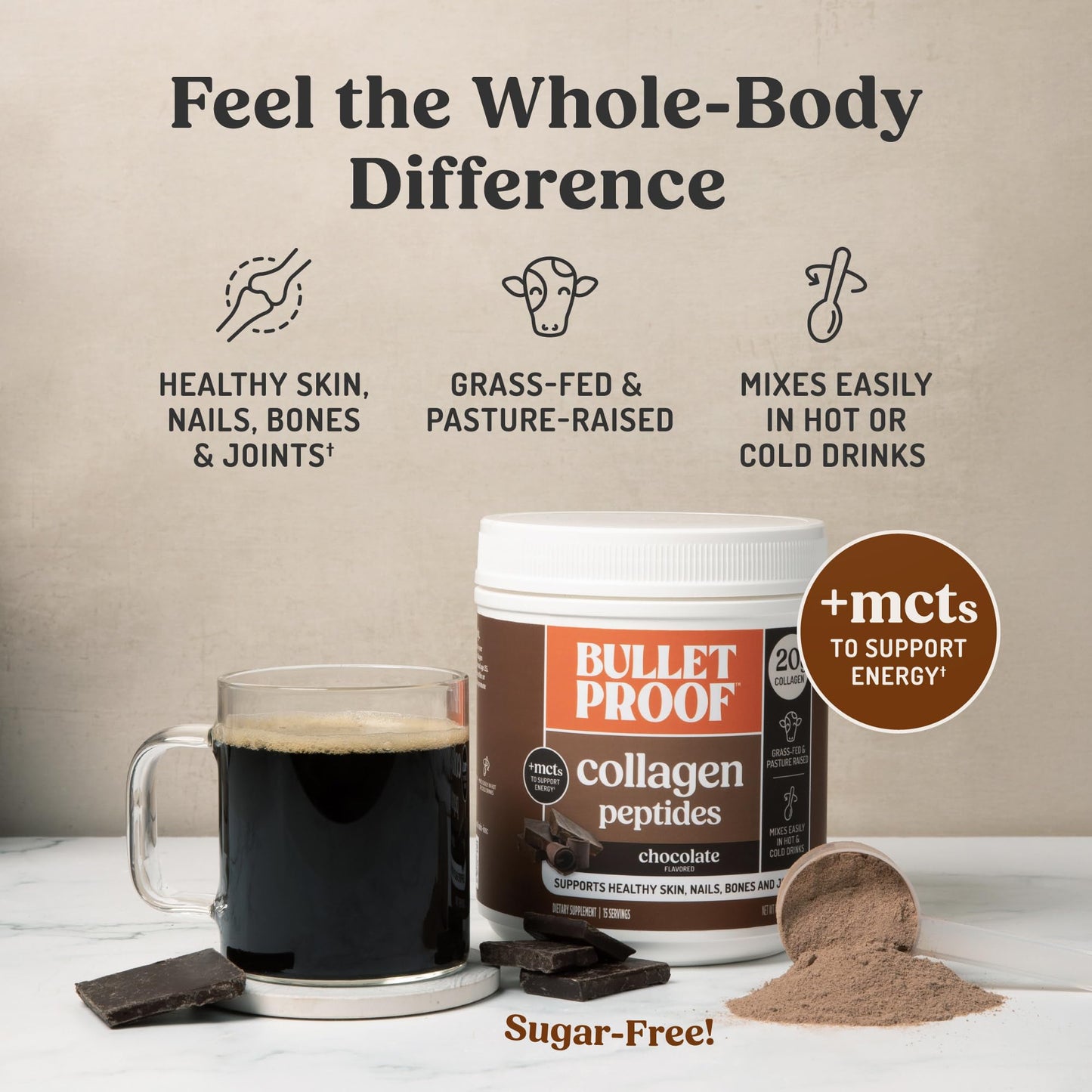 Bulletproof Unflavored Collagen Peptides Powder, 20g Grass-Fed Collagen Protein and Amino Acids for Skin, Bones and Joints, 17.6 Ounces