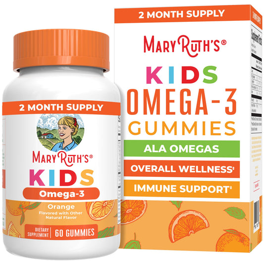 MARYRUTH'S Vegan Omega 3 Gummies for Kids 4 2 Month Supply | Sugar Free | Omega 3 Supplement with Vitamin C | Flaxseed Oil | Immune Support | Essential Nutrient ALA | No Fish Taste | 60 Count