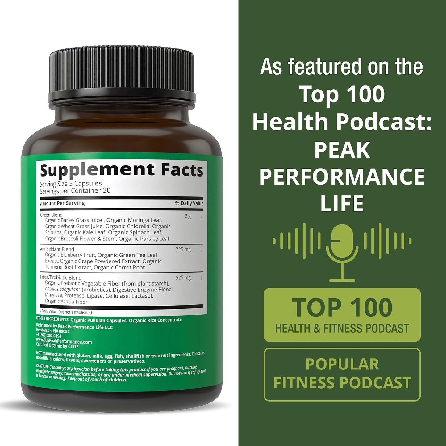 Organic Super Greens 150 Capsules - Green Juice Superfood Supplement with 25 All Natural Organic Ingredients. Max Energy and Detox Super Food Pills with Spirulina, Spinach, Kale, Turmeric, Probiotics