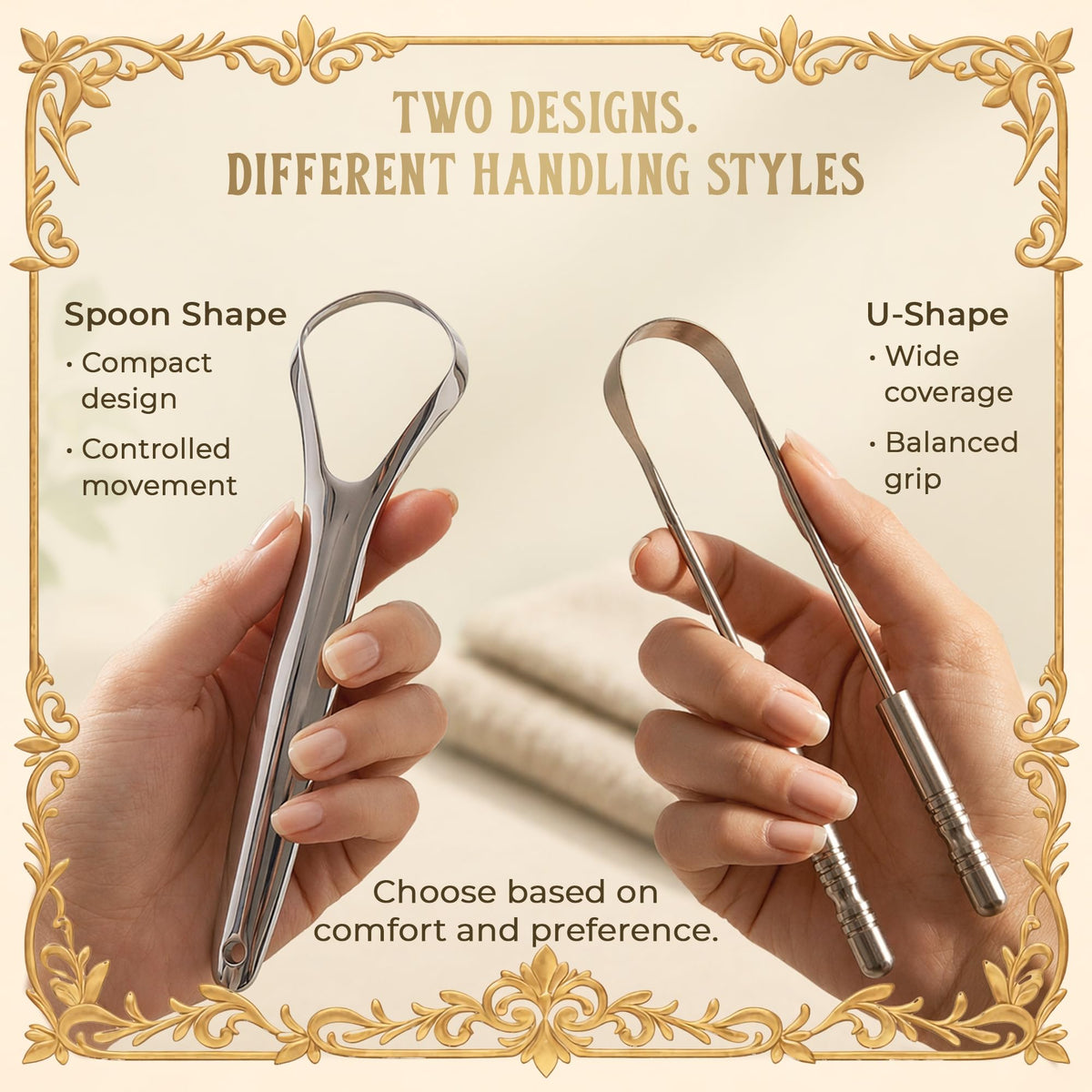 MasterMedi Tongue Scraper for Adults with Multicolor Travel Cases (2 Pack), 100% Stainless Steel, Reduce Bad Breath, Tongue Scrubber, Easy to Use, Tongue Cleaner for Oral Care & Hygiene