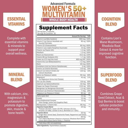 Daily Multivitamin for Women 50 & Over, 60 Capsules