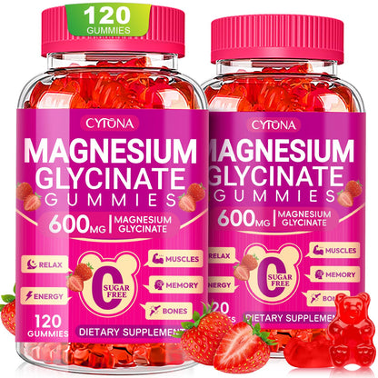 Magnesium Glycinate Gummies 600mg, Sugar Free Magnesium Gummies for Adults