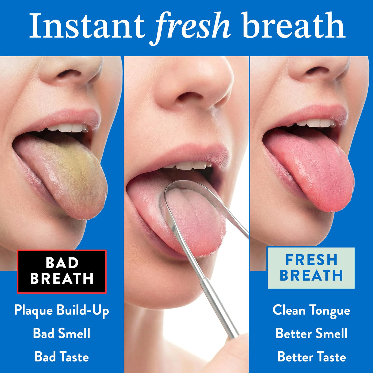 Mouthology Tongue Scraper for Adults (2 Pack), Reduce Bad Breath, Metal Tongue Scraper, Tongue Cleaner, Tongue Scraper, Stainless Steel Tongue Scraper, Tongue Cleaner for Adults, Tongue Scrubber