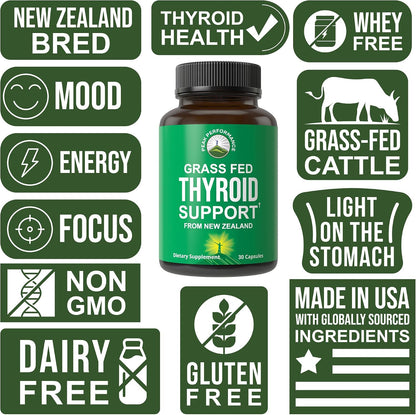 Raw Desiccated Thyroid Supplement. Grass Fed New Zealand Beef Neck & Thyroid Gland Capsules for Women and Men. Ancestral Living Ethically Sourced Bovine Supplements for Energy and Metabolism Support