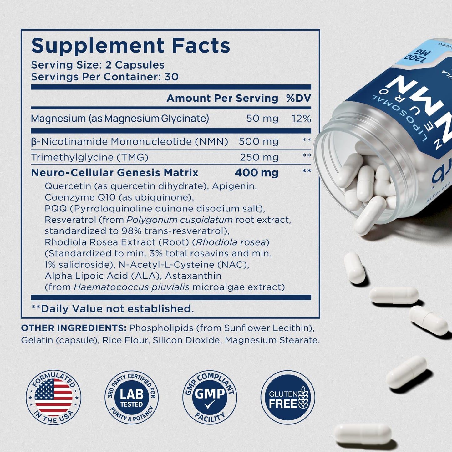 NAD Supplement for Men – Liposomal NAD+ NMN Alternative Nitric Oxide Prostate Health Supplements with Resveratrol, CoQ10, L Citrulline and Lycopene for Anti-Aging & Cellular Energy Support 60 Capsules