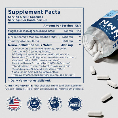 NAD Supplement for Men – Liposomal NAD+ NMN Alternative Nitric Oxide Prostate Health Supplements with Resveratrol, CoQ10, L Citrulline and Lycopene for Anti-Aging & Cellular Energy Support 60 Capsules