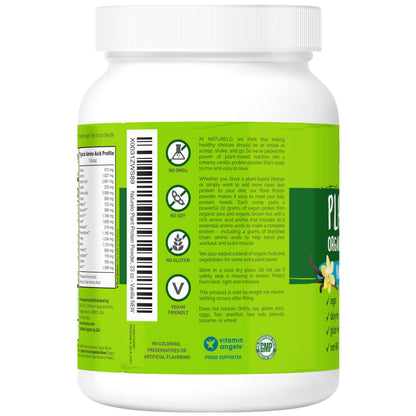 NATURELO Plant Protein Powder, Vanilla, 22g Protein - Non-GMO, Vegan, No Gluten, Dairy, or Soy - No Artificial Flavors, Synthetic Coloring, Preservatives, or Additives - 20 Servings